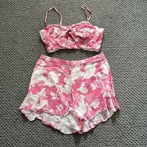 Kittenish Bralette and ruffled shorts set